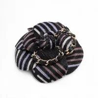 シャネル ココマーク カメリア 23B コサージュ ファブリック×レザー×GP