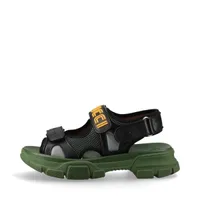 グッチ GGマーモント レザー×ファブリック ウェッジソールサンダル 38