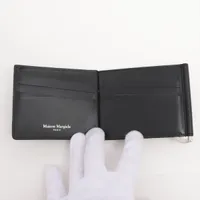 メゾンマルジェラ 4ステッチ レザー マネークリップ ブラック