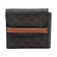 セリーヌ トリオンフ PVC×レザー カードケース ダークブラウン