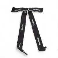 シャネル リボン ブローチ GP×ファブリック ブラック A4086125｜中古