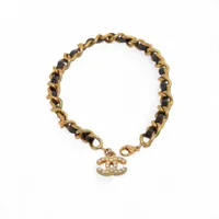 【超レア】CHANEL ブレスレット Vintage 1995 CHANEL ID Plate Leather Chain Bracelet - Etsy