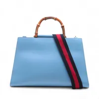 グッチ バンブー ニムフェア レザー 2WAYハンドバッグ ブルー 453764