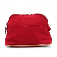 エルメス ボリードポーチミニミニ キャンバス ポーチ レッド シルバー