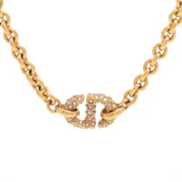 ディオール CD Navy CDネイビー ネックレス GP×ラインストーン