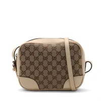 グッチ GGキャンバス キャンバスxレザー ショルダーバッグ ベージュ