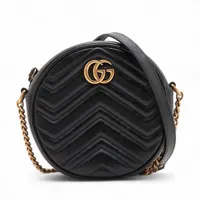 グッチ GGマーモント レザー チェーンショルダーバッグ ブラック