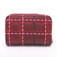 シャネル ワイルドステッチ レザー コインケース ボルドー シルバー