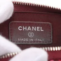 シャネル ワイルドステッチ レザー コインケース ボルドー シルバー