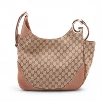 グッチ GGキャンバス キャンバスxレザー ショルダーバッグ ベージュ