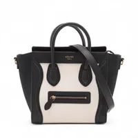 セリーヌ ラゲージ ナノショッパー レザー 2WAYハンドバッグ ホワイトx