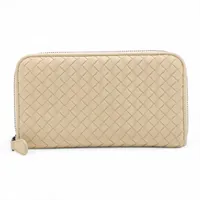 ✨美品✨ ボッテガヴェネタ ラウンド長財布 イントレチャート ブラウン イエロー ボッテガヴェネタ イントレチャート レザー ラウンドジップウォレット