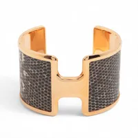 ★HERMES ワイドバングル バッファローホーン エルメス HエキップGM バングル T2 バッファローホーン×ラッカーウッド