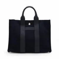 エルメス サックアーネPM キャンバスxレザー ネイビー シルバー金具