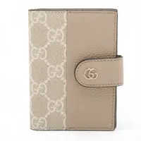 グッチ ダブルG PVC×レザー カードケース ベージュ 855484 A4090514