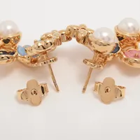 ヴィトン AK4263 ピアス(両耳用) GP×ラインストーン×フェイクパール