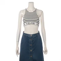 セリーヌ 2A22O372N アスリートブラ ボーダー クロップドタンクトップ セリーヌ コットン×ナイロン タンクトップ S レディース ブラック