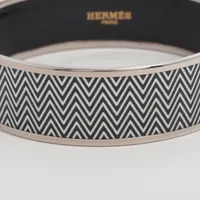 エルメス エマイユPM バングル GP ブラック×ホワイト A4090861｜中古