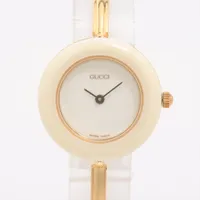 グッチ チェンジベゼル 11/12.2 GP GP QZ 白文字盤 替えベゼル×11