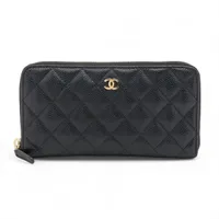 シャネル マトラッセ キャビアスキン 財布 ブラック ゴールド金具 30