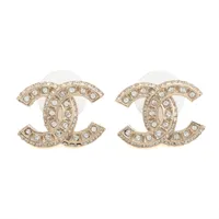 シャネル ココマーク B24V ピアス(両耳用) GP×ラインストーン ゴールド