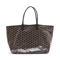 ゴヤール サンルイジュニア PVC×レザー トートバッグ ボルドー