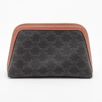 セリーヌ トリオンフ PVC×レザー ポーチ ブラウン AP137372｜中古