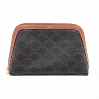 セリーヌ トリオンフ PVC×レザー ポーチ ブラウン AP137372｜中古