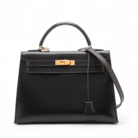 エルメス ケリー32 セリエ ボックスカーフ ブラック ゴールド金具 ○W:1993年