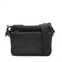 プラダ ツイード×レザー ショルダーバッグ ブラック AP075027｜中古