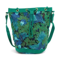 エルメス - キャンバス グリーン ゴールド金具 巾着ショルダーバッグ