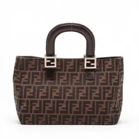 フェンディ ズッカ ソフトトランク バゲット レザー 2WAYハンドバッグ