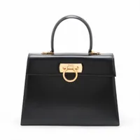 フェラガモ ソフィア ガンチーニ レザー 2WAYハンドバッグ オレンジx