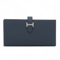 エルメス ベアンスフレ アリゲーター 財布 ブラック シルバー金具 W