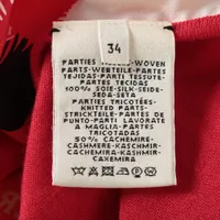 エルメス シルク ニットワンピース 34 レディース レッド 脇シミあり