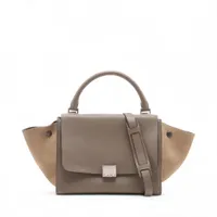 セリーヌ トラペーズ レザーxスエード 2WAYハンドバッグ ベージュ