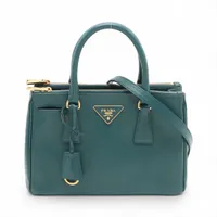 プラダ サフィアーノ ガレリア レザー 2WAYハンドバッグ グリーン