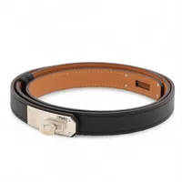 ゆ*☆様 HERMES ケリー18 レザー ベルト ブラック　シルバー Kelly 18 belt - Black | Hermès USA