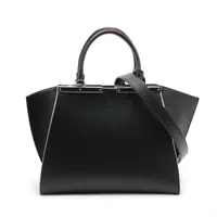 フェンディ トロワジュール レザー 2WAYハンドバッグ ブラック 8BH279