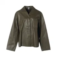 ロエベ アナグラム ラム レザージャケット 34 レディース カーキ