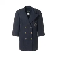 シャネル ココボタン コットン デニムジャケット 34 レディース ブルー