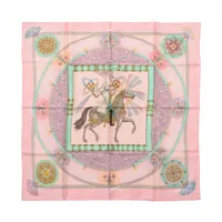 エルメス カレ90 LES ROBES 馬の毛色 スカーフ シルク ブラウン