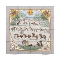 エルメス カレ90 LES ROBES 馬の毛色 スカーフ シルク ブラウン