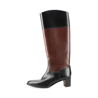 エルメス ニット×レザー ロングブーツ 36.5 レディース ブラック