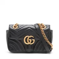 グッチ GGラバーエフェクト レザー ショルダーバッグ ブラック 775097