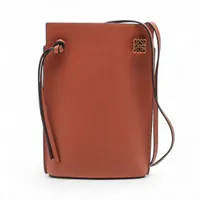 ロエベ ダイスポケット レザー ショルダーバッグ ブラウン A2419977