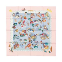 エルメス カレ90 Reve de Corail 珊瑚の夢 スカーフ シルク ブルー