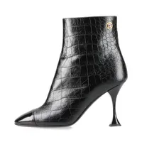 シャネル ココマーク マトラッセ レザー×ファブリック ショートブーツ