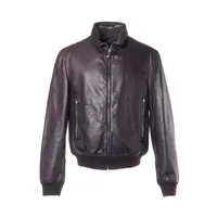 エルメス ラムスキン レザージャケット 48 メンズ パープル pa870