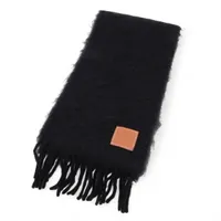 ロエベ アナグラム マフラー ウール×カシミヤ ブルー×ネイビー